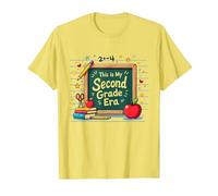 This is My Second Grade Era School Supplies Chalkboard T-Shirt, Men, Lemon, S