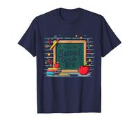 This is My Second Grade Era School Supplies Chalkboard T-Shirt, Men, Navy, M