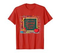 This is My Second Grade Era School Supplies Chalkboard T-Shirt, Men, Red, S