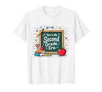 This is My Second Grade Era School Supplies Chalkboard T-Shirt, Men, White, XXL