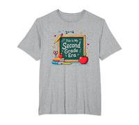 This is My Second Grade Era School Supplies Chalkboard T-Shirt, Men's Big and Tall, Heather Grey, 4X Tall