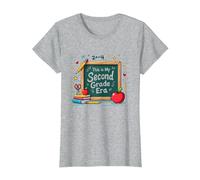 This is My Second Grade Era School Supplies Chalkboard T-Shirt, Women, Heather Grey, 3XL