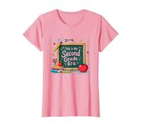 This is My Second Grade Era School Supplies Chalkboard T-Shirt, Women, Pink, XL