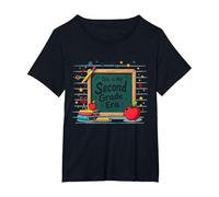 This is My Second Grade Era School Supplies Chalkboard T-Shirt, Women's Plus, Black, 2X