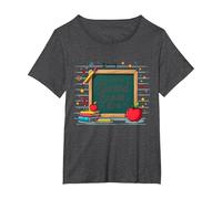 This is My Second Grade Era School Supplies Chalkboard T-Shirt, Women's Plus, Dark Heather Grey, 1X