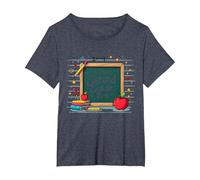 This is My Second Grade Era School Supplies Chalkboard T-Shirt, Women's Plus, Heather Blue, 2X