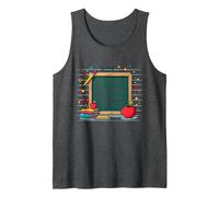 This is My Second Grade Era School Supplies Chalkboard Tank Top, Men, Dark Heather Grey, M