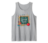 This is My Second Grade Era School Supplies Chalkboard Tank Top, Men, Heather Grey, M