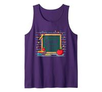 This is My Second Grade Era School Supplies Chalkboard Tank Top, Men, Purple, XL