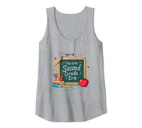 This is My Second Grade Era School Supplies Chalkboard Tank Top, Women, Heather Grey, S