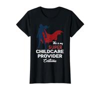 This is My Super Childcare Provider Costume Funny Halloween Value Graphic T-Shirt, Women, Black, S