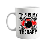 This is My Therapy 11oz Coffee Mug - Funny Gym-Themed Design for Fitness Lovers, Weightlifters, and Workout Enthusiasts - Motivational Gift for Coffee and Tea Drinkers