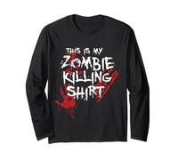 This is My Zombie Killing Design Blood Hand Print Grunge Long Sleeve T-Shirt