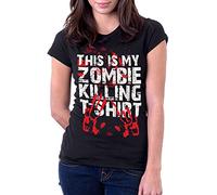 This is My Zombie Killing T-Shirt Bloody Handprint Women's T-Shirt - Black 8