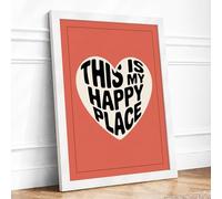 This Is Not Happy Place Typography Framed Wall Art Print A1 (84.1×59.4cm) White, Wall Decor for Living Room, Bedroom, Office & Home, Ready to Hang, Art Gift