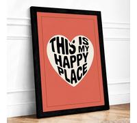 This Is Not Happy Place Typography Framed Wall Art Print A2 (59.4×42cm) Black, Wall Decor for Living Room, Bedroom, Office & Home, Ready to Hang, Art Gift