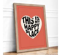 This Is Not Happy Place Typography Framed Wall Art Print A2 (59.4×42cm) Oak, Wall Decor for Living Room, Bedroom, Office & Home, Ready to Hang, Art Gift