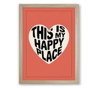 This Is Not Happy Place Typography Framed Wall Art Print A4 (29.7×21cm) Oak, Wall Decor for Living Room, Bedroom, Office & Home, Ready to Hang, Art Gift