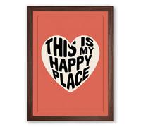 This Is Not Happy Place Typography Framed Wall Art Print A4 (29.7×21cm) Walnut, Wall Decor for Living Room, Bedroom, Office & Home, Ready to Hang, Art Gift