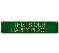 This is Our Happy Place Aluminum Metal Plaque Rustic Tin Sign Retro Wall Decor 4x16 Inch