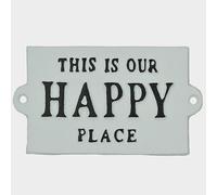 This is Our Happy Place Vintage White Cast Iron Door Garden Gate Wall Sign Patio Decorative Plaque Housewarming Gift