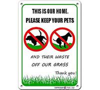This Is Our Home, No Poop, No Pee,Pooping Be Respectful Dog Sign,Discreet, Polite,Please Keep Your Pets And Their Waste Off Our Grass,Yard Aluminum Signes Metal Sign Plaque Poster 8X12 Inches