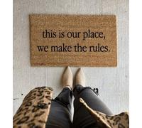 This Is Our Place We Make The Rules Doormat | Fan Lover | Welcome Mat | Cute 36x24 Inch Doormat With Non Slip Rubber Backing