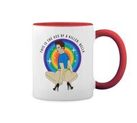 This is The Ass of a Killer Bella White Coffee Mug with Red Rim & Handle