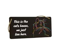 This is the Cats' House, We Just Live Here - Cat Owners Plywood Hanging Sign - Decorative Room Door Sign for Home - Idea for Family and Friends (smlsgn-ha23-catlivehere)