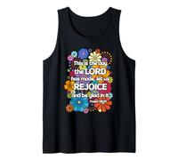 This is The Day - Groovy Floral Scripture Art Tank Top