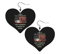This Is The Government Our Founders Warned Us About Leather Earrings For Women Dangle Earring Drop Heart Pendant With Hook Gifts For Adult Girl