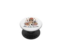 This Is the Season, Autumn Raccoon with Coffee Pumpkins PopSockets Adhesive PopGrip