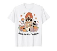 This is the Season, Autumn Raccoon with Coffee Pumpkins Value Graphic T-Shirt