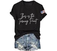 This is The Turning Point USA T-Shirt-Women’s V-Neck Retro Freedom & American Flag Graphic Tee, Patriotic Vintage Print Top (UK, Alpha, XL, Regular, Regular, Black)
