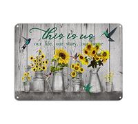 This Is Us Metal Sign Sunflower Hummingbird Inspired Family Phrase Metal Wall Art 10x14in Farmhouse Wall Plaque Poster For Pub Cafe Bar Garage Man Cave