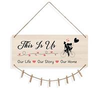 This Is Us Wooden Wall Sign,New Home Gifts For Couple Christmas Gifts,Gifts For Girlfriend,Birthday Gifts For Her,Wall Decoration For Living Room Bedroom Kitchen,Sweet Home Sign,Photo Gifts Family