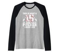 This is What A 15 Year Old Pitcher Looks Like Baseball Bday Raglan Baseball Tee