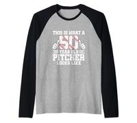 This is What A 50 Year Old Pitcher Looks Like Baseball Bday Raglan Baseball Tee