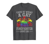 This is What A Gay Firefighter Looks Like Fireman LGBT Pride T-Shirt, Men, Dark Heather Grey, Medium