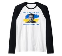 This Is What A Real Leader Looks Like Zelensky Ukraine Love Raglan Baseball Tee