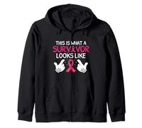 This Is What A Survivor Looks Like - Breast Cancer Awareness Zip Hoodie