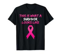 This is What A Survivor Looks Like Pink Ribbon Women Girls T-Shirt