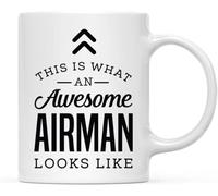 This is What an Airman Looks Like Thank You Ceramic Novelty Ceramic Coffee Mugs Cup Double Side Printed Tea Mug for Mom Dad Friend Wife Husband Gift 11Oz