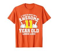 This is What an Awesome 11 Year Old Looks Like 11th Birthday T-Shirt, Men, Orange, Small