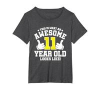 This is What an Awesome 11 Year Old Looks Like 11th Birthday T-Shirt, Women's Plus, Dark Heather Grey, 6X