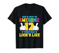 This is What an Awesome 12 Year Old Looks Like 12th Birthday Value Graphic T-Shirt, Men, Black, S
