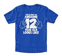 This Is What An Awesome 12 Year Old Looks Like T Shirt, 12th Bday Gifts For Boys and Girls Twelfth Birthday or Christmas Unique Twelve Yr Old Kids T-Shirt Gift Idea, 12-13 Years, Royal Blue
