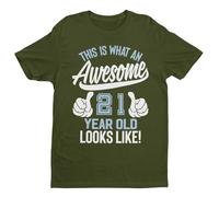 This is What an Awesome 21 Year Old Looks Like - 21st Birthday - Funny Graphic Men's T-Shirt - Casual Printed Tee - Great Gift for Dad, Husband or Brother - Green - L