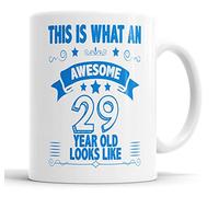 This is What an Awesome 29 Year Old Looks Like Mug 29th Birthday Present Gift for Brother Sister Son Daughter Friend Christmas Cup, Ceramic Mugs (Blue)