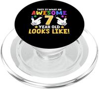 This is What an Awesome 7 Year Old Looks Like 7th Birthday PopSockets PopGrip for MagSafe